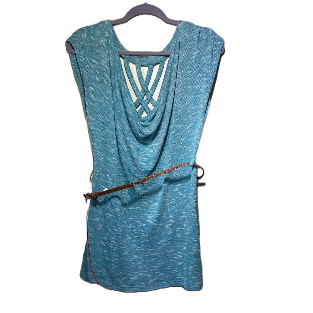 No Boundaries Fresh Teal XL (15-17) Drap Neck Criss-Cross V-Back w/ Brown Belt